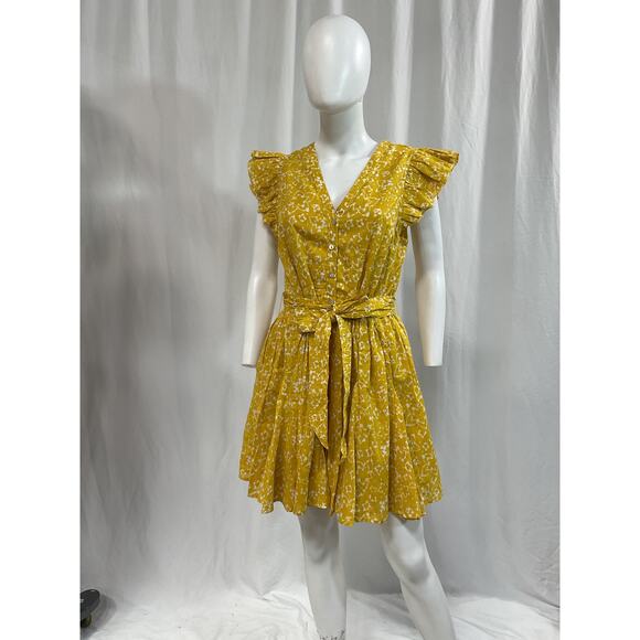 Cleobella 'Zia' Yellow Linen Mini Dress Size M - Picture 3 of 5